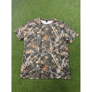 Unbranded Mens XL Real Tree Camo Short Sleeve T-Shirt Forest Hunting Brown Green